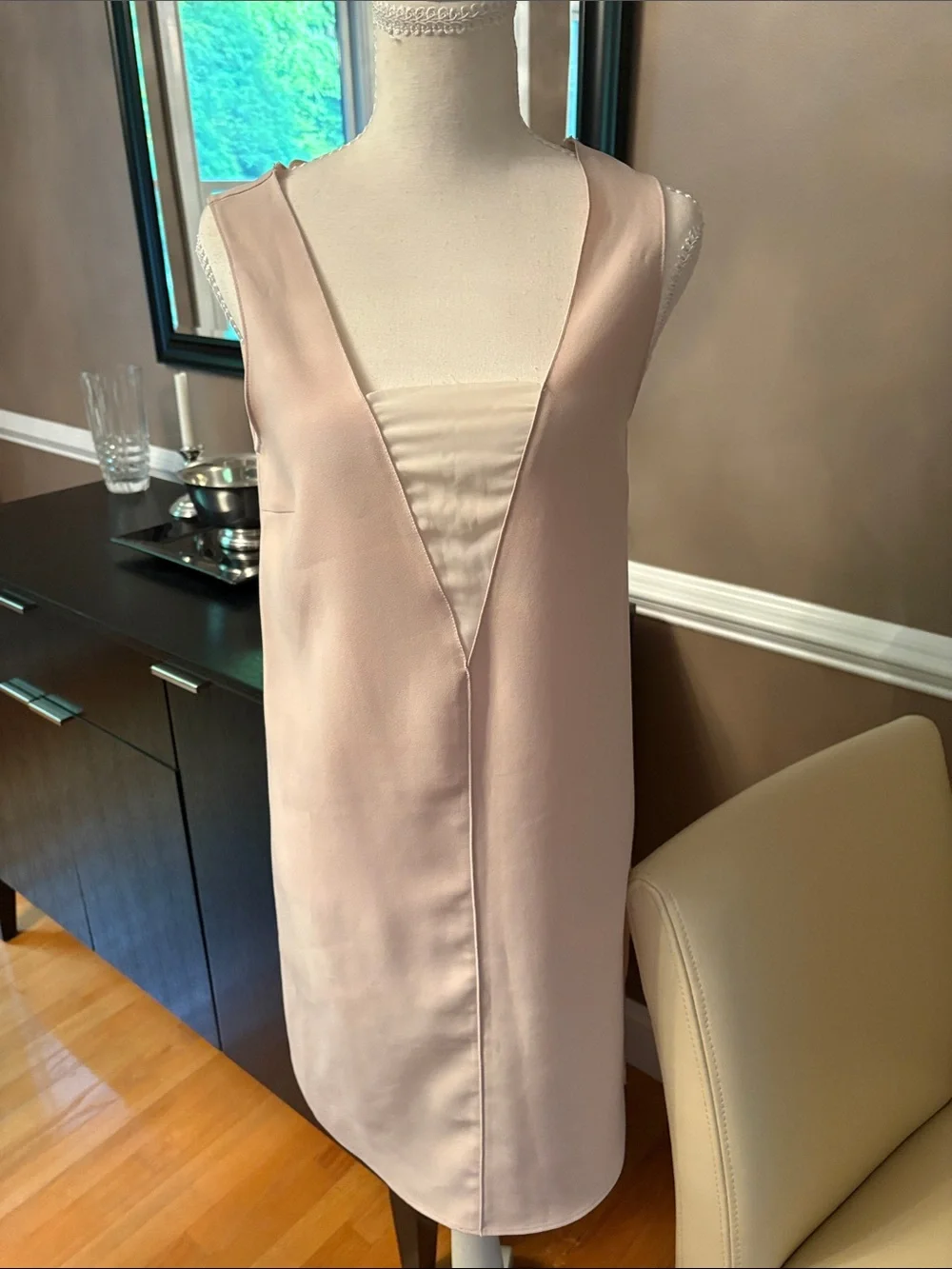 Zara Pale Blush V-Neck Mini Dress - Picture 1 of 6